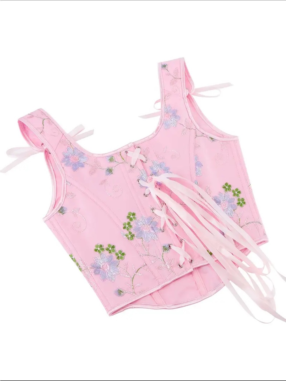 NWOT Pink Embroidered Corset Tank Top Women’s Medium - Picture 15 of 16